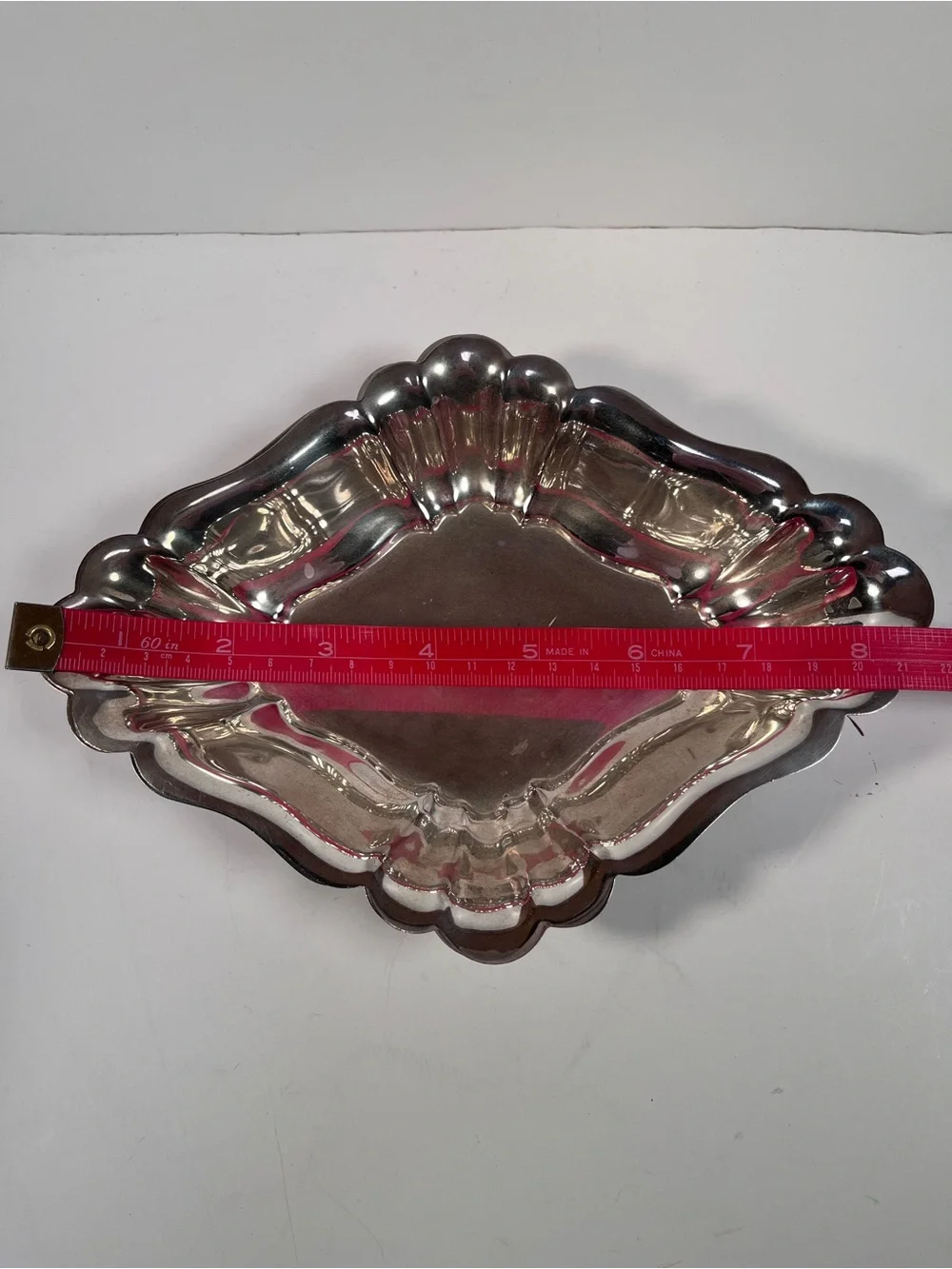 Vintage Silver over Copper scalloped Serving Dish set of 2